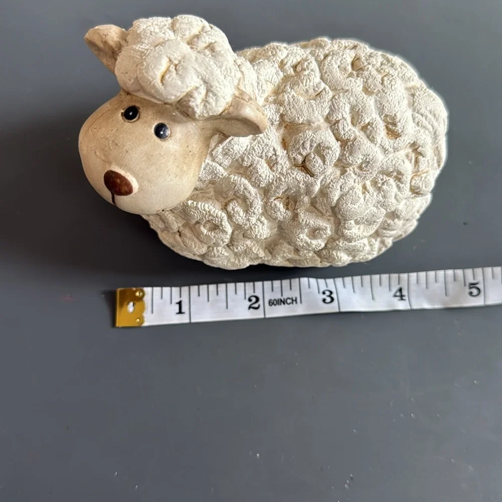 Resin Sheep Resting Lamb Art Pottery Garden Farm Nursery Decor Baby Shower Gift